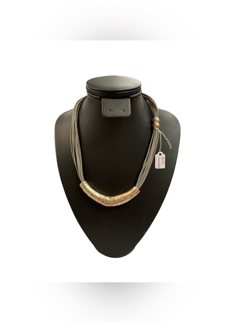 Gold-Accent Gray Multi-Strand Statement Necklace